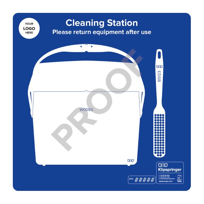 Cleaning Station with Lobby Pan and Brush (with utensils)  - Blue