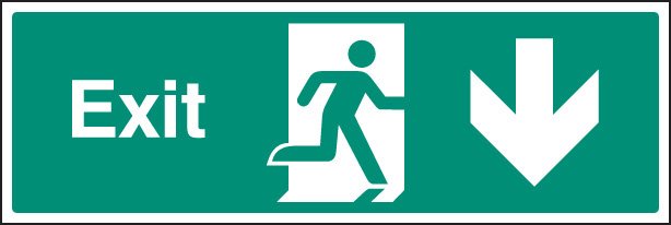 Exit arrow down   Size: G (300x100mm)