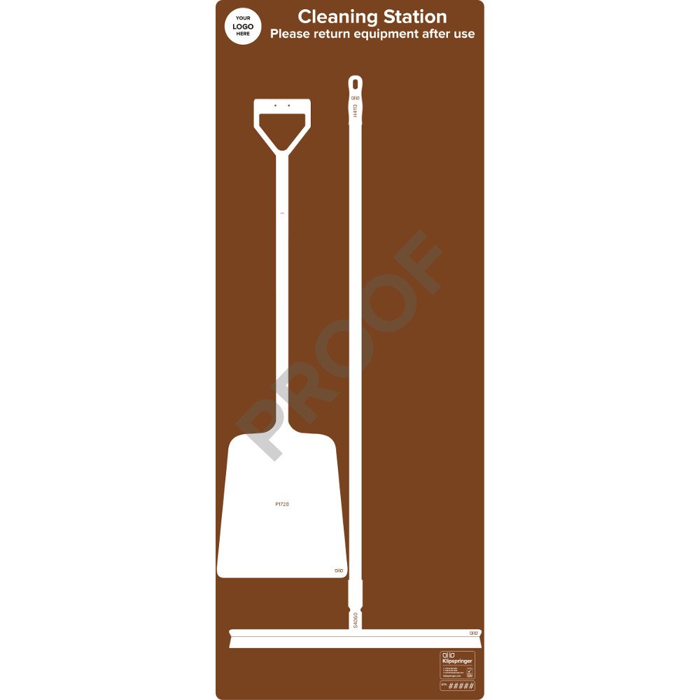 Cleaning Station with Shovel and Squeegee- Brown