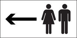 Man and ladies symbol with arrow left