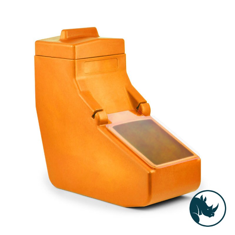 Ingredient dispensing bin - 15 Ltr, clear polycarbonate dispensing lid, orange