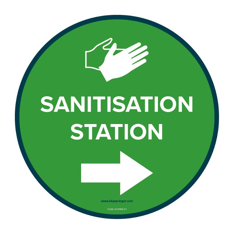 "Sanitisation Station" RIght Arrow Floor Vinyl - 300mmØ