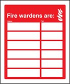 Fire wardens are (6 names and numbers)