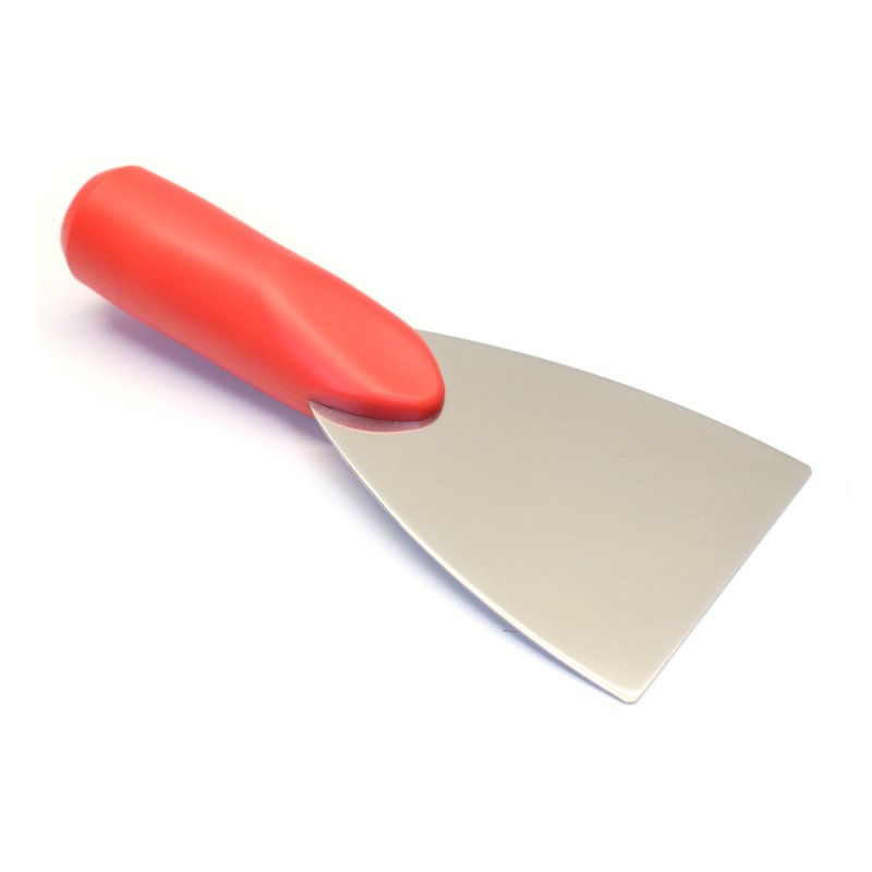 Narrow scraper - threaded - stiff s/s blade, 80 mm, red