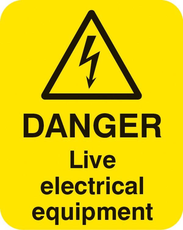 Danger live electrical equipment Sheet of 25 labels 40x50mm