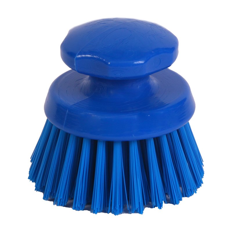Hand scrub - round, stiff PBT bristle, 125mmØ, blue