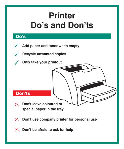 Printer - Do's & Dont's