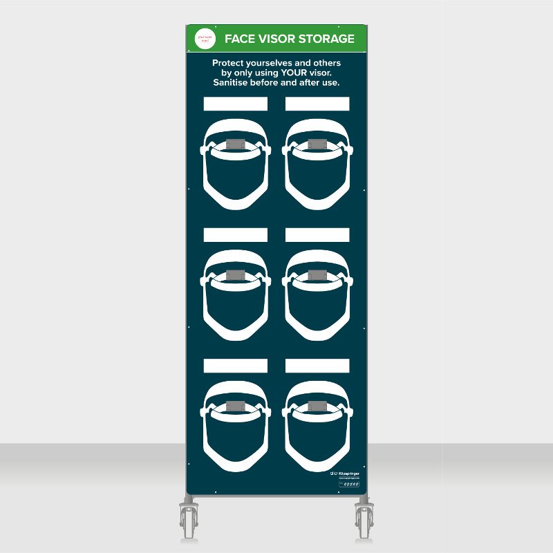 Mobile face visor storage station - to take 6x face visors