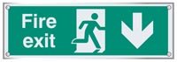 Fire exit down visual impact 5mm acrylic sign 450x150mm c/w stan