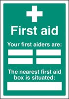 First aiders the nearest first aid box is situated adapt-a-sign 215x310mm