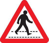 Pedestrians crossing ahead class R2 Permanent 600mm triangle (3mm aluminium composite)