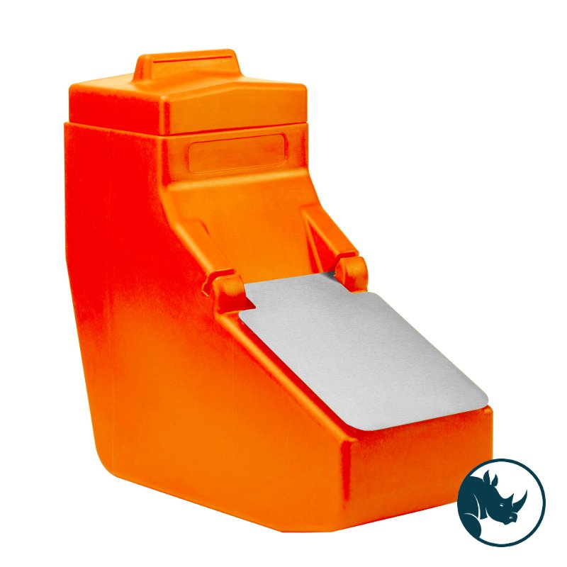 Ingredient dispensing bin - 15 Ltr, stainless steel dispensing lid, orange