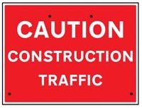 Caution construction traffic, 600x450mm Re-Flex Sign (3mm reflec