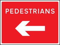 Pedestrians arrow left 600x450mm Class RA1 zintec