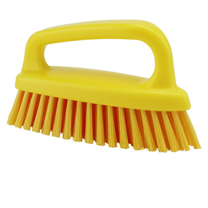 Hand Scrub with Handle and Pointed Nose for Detail Cleaning - Yellow