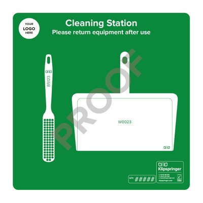 Cleaning Station with Dustpan and Brush- Green
