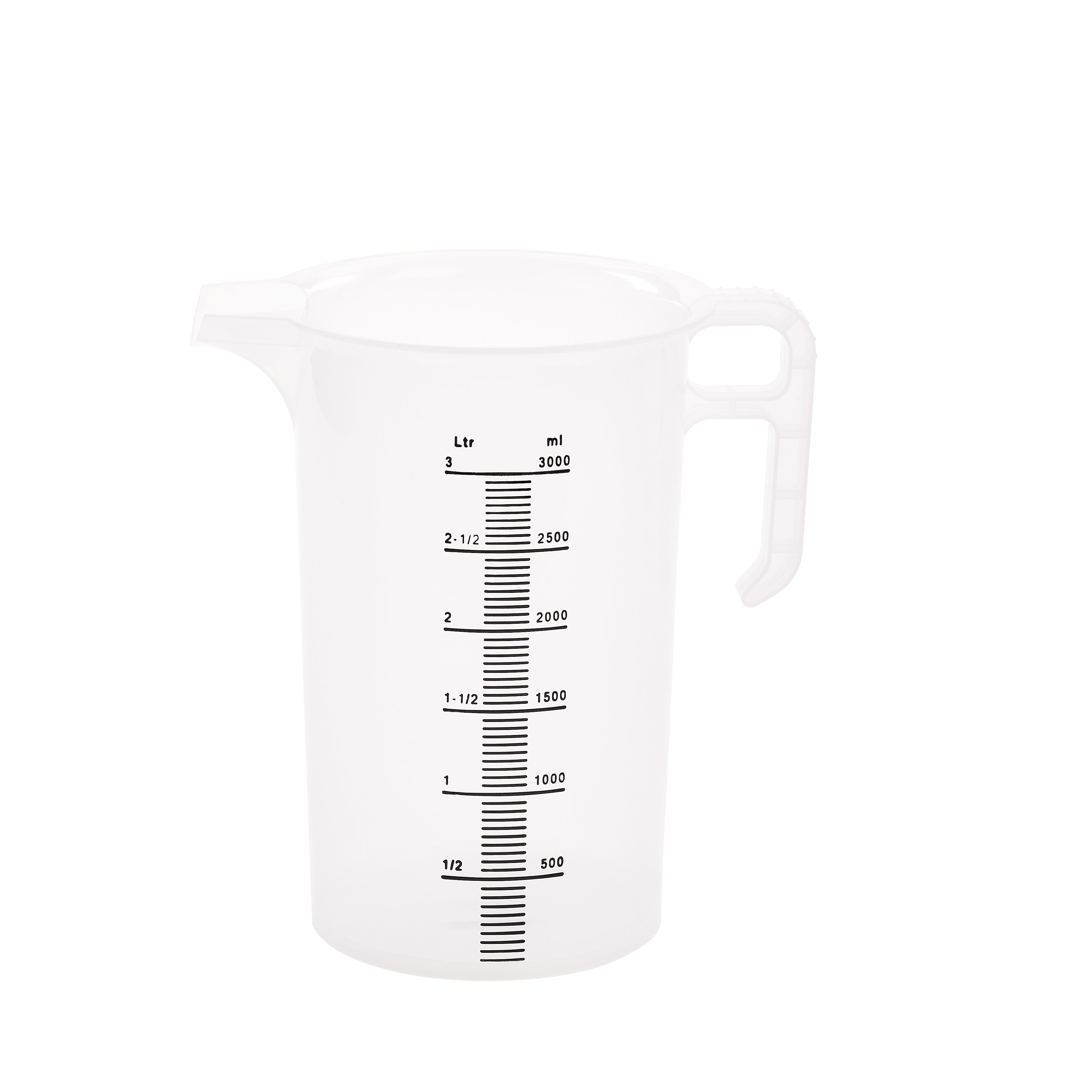 Clear graduated measuring jugs