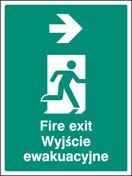 Fire exit arrow right (English/polish)