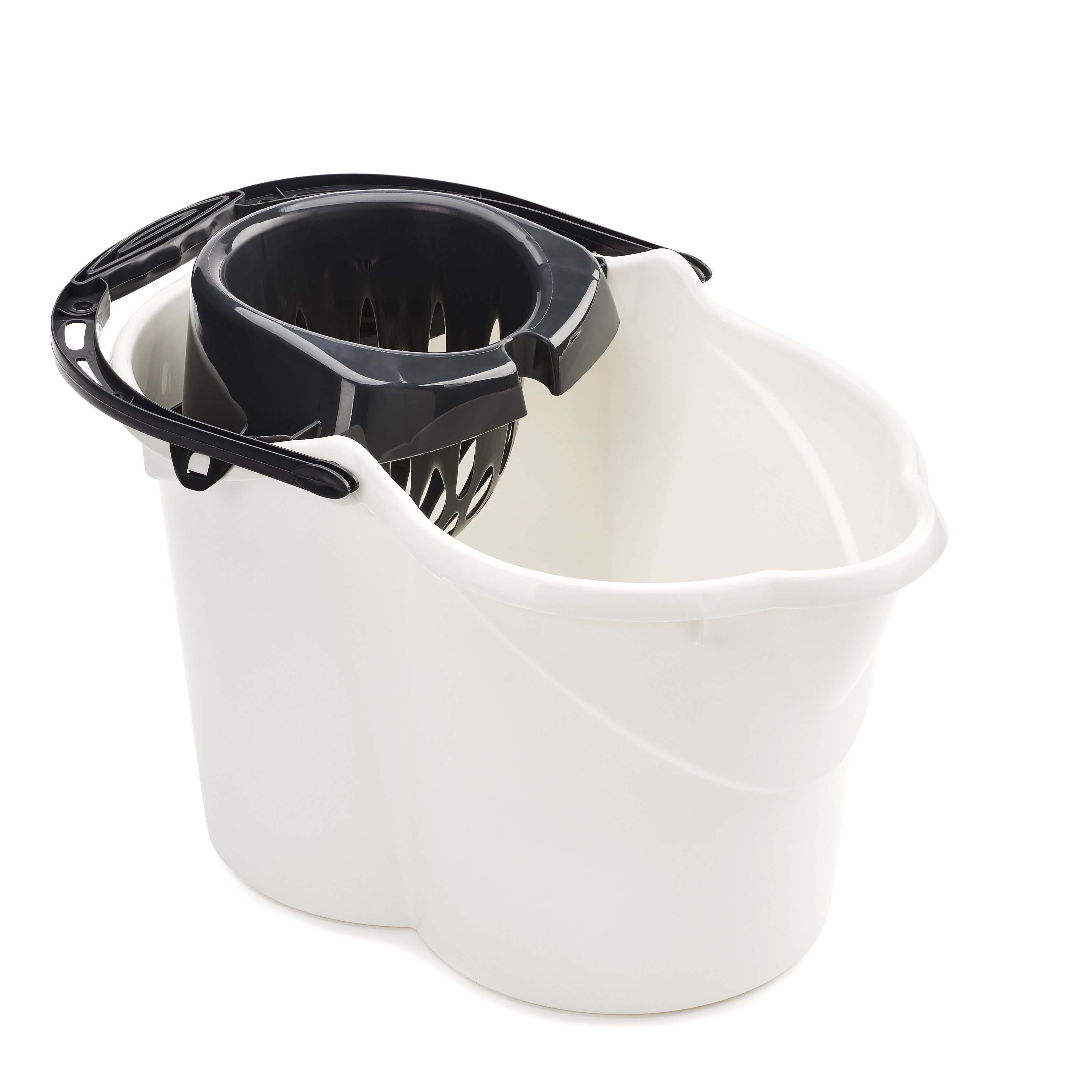 Standard socket mop bucket and sieve - 15 ltr, white