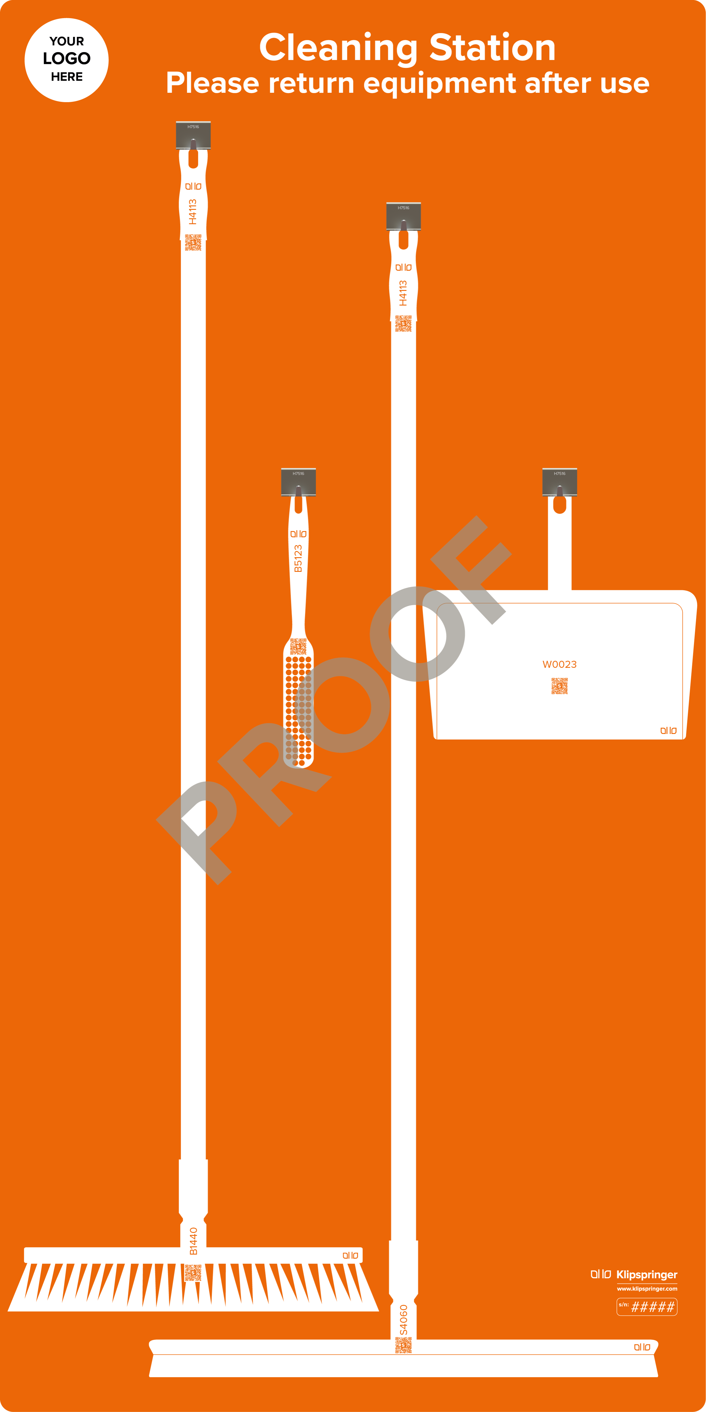 Floor Cleaning Station with Squeegee - Orange