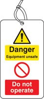 Danger equipment unsafe do not operate D/S tag pk of 10