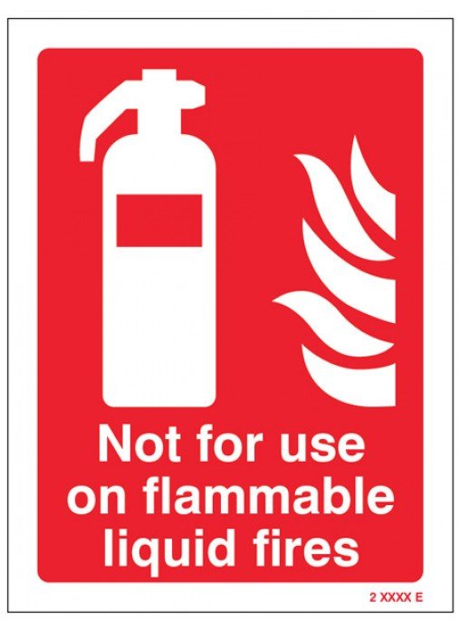 Not for use on flammable liquid fires