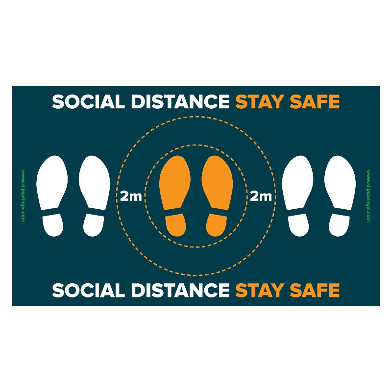 "Social Distance, Stay Safe, 2 Metres" Floor Vinyl - Rectangular