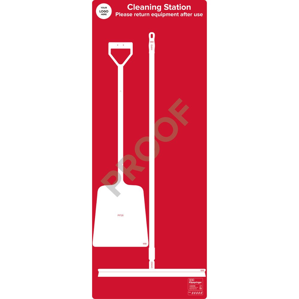Cleaning Station with Shovel and Squeegee (with utensils) - Red