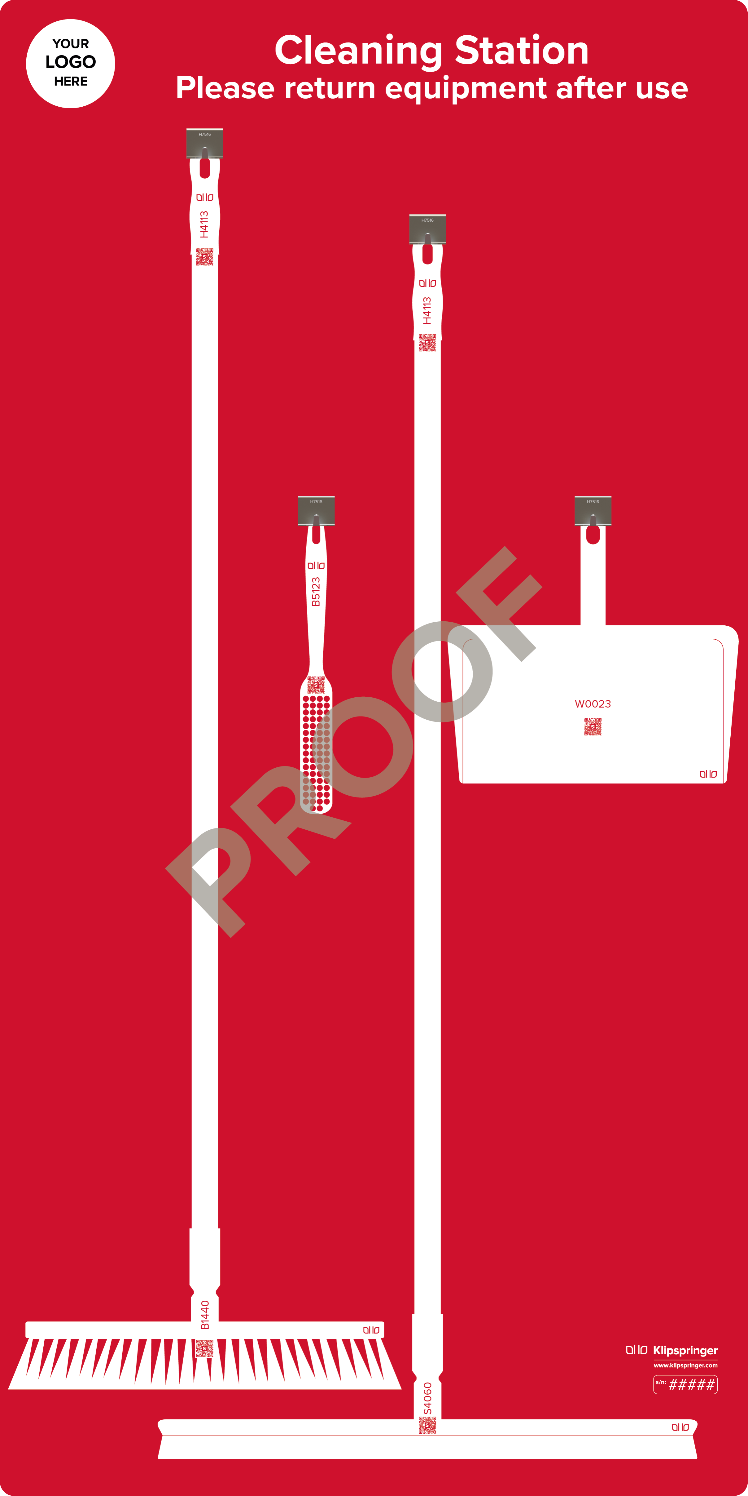 Floor Cleaning Station with Squeegee - Red