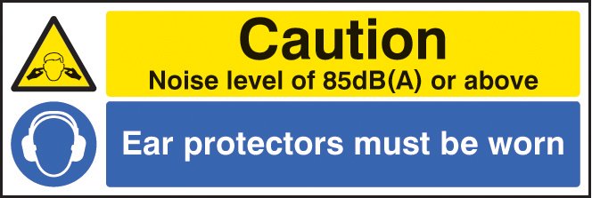 Noise level 85dB(A) ear protectors worn   Size: G (300x100mm)