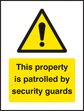 This property is patrolled by security guards 75x100mm window sticker