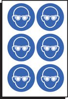 Eye protection symbol 50mm dia - sheet of 6