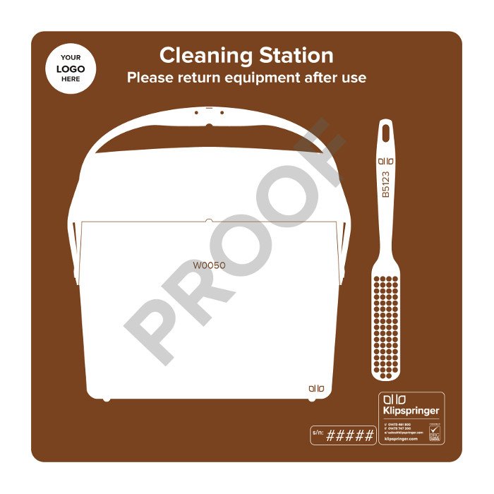 Cleaning Station with Lobby Pan and Brush- Brown