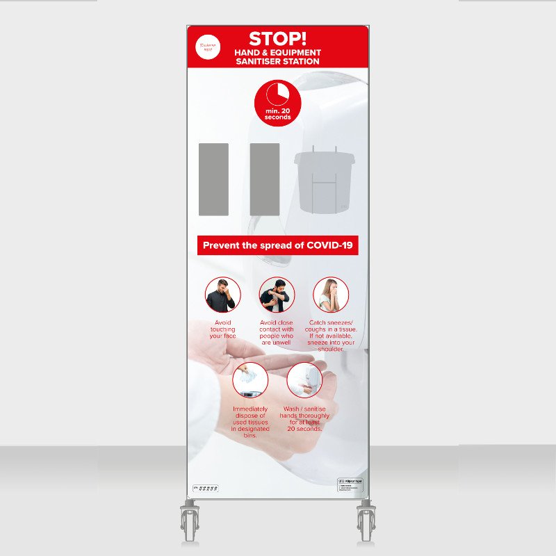 Mobile hand and equipment sanitiser station - full height