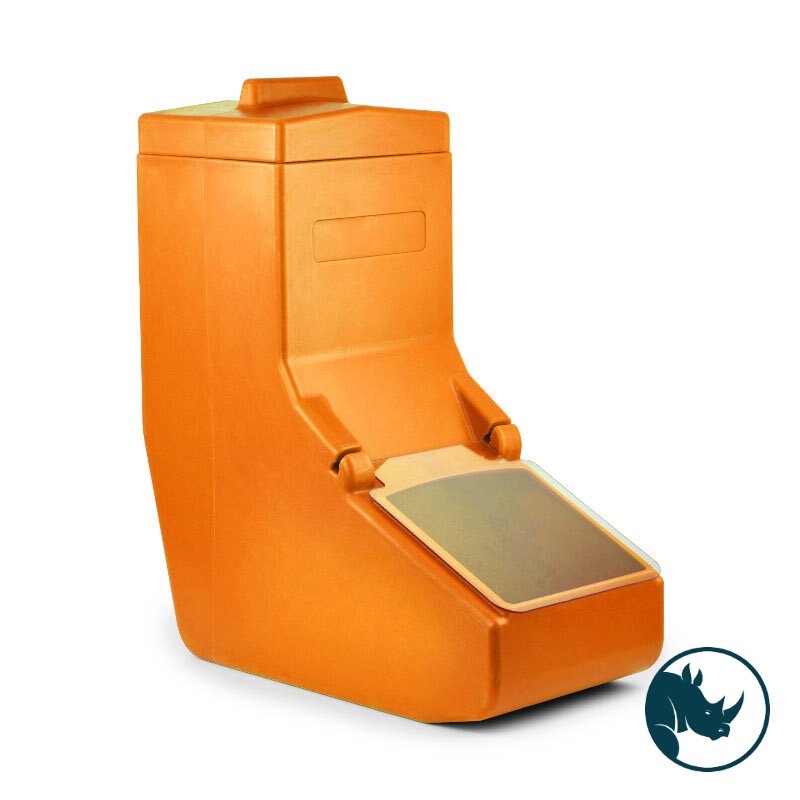 Ingredient dispensing bin - 40 Ltr, clear polycarbonate dispensing lid, orange