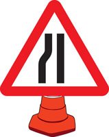 Road narrowing left cone sign 750mm