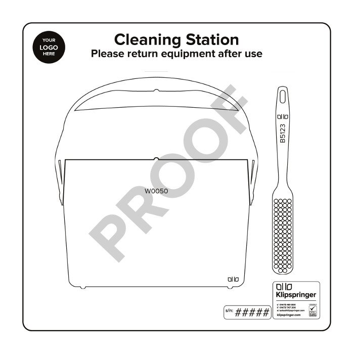 Cleaning Station with Lobby Pan and Brush- White