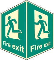 Fire exit - projecting sign photoluminescent