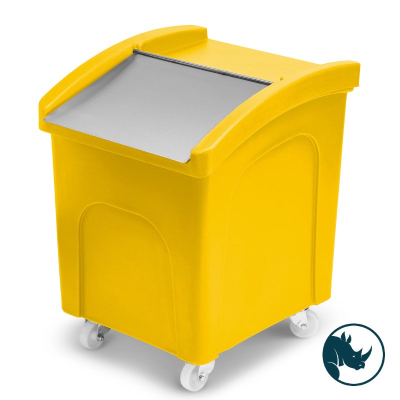 Ingredient dispensing truck - 140 ltr, stainless steel dispensing lid, yellow