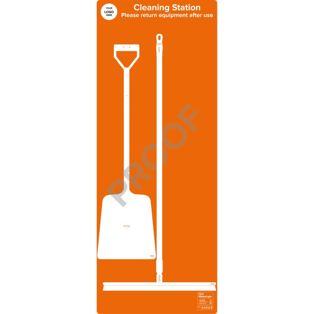Cleaning Station with Shovel and Squeegee (with utensils) - Orange