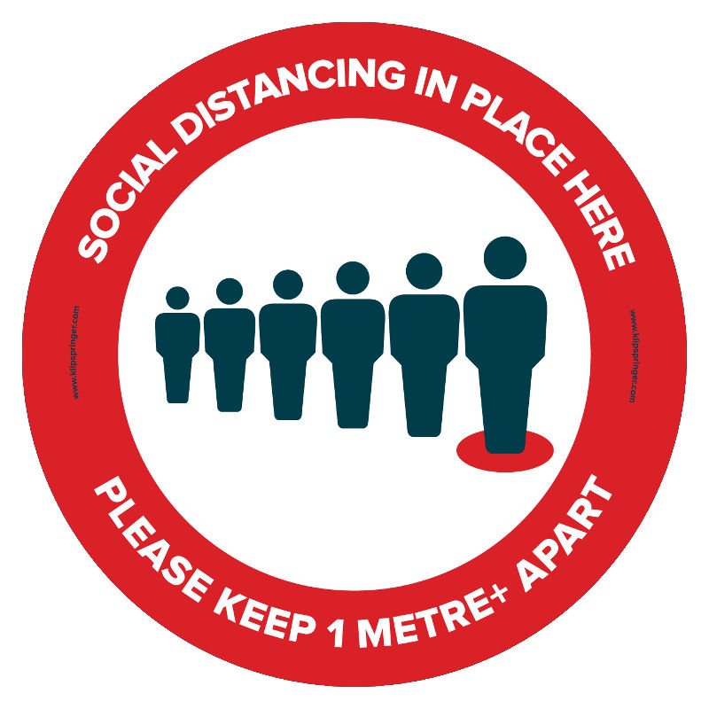 "Social Distancing In Place Here, 1 Metre +" Floor Vinyl - Round