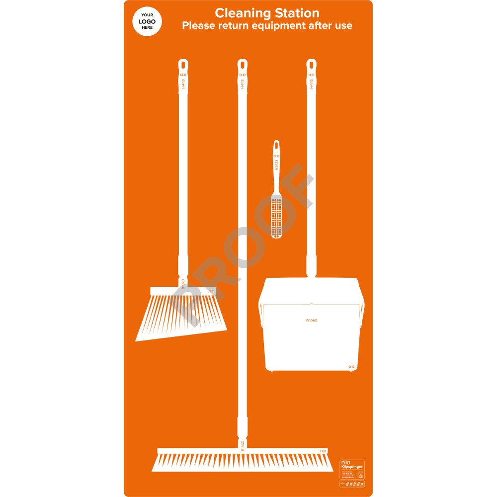 Floor Sweeping Station with Lobby Pen (with utensils) - Orange