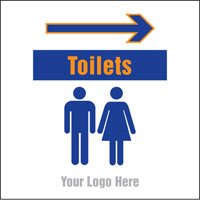 Toilets, arrow right site saver sign 400x400mm