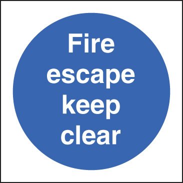 Fire escape keep clear   Size: F (200x200mm)