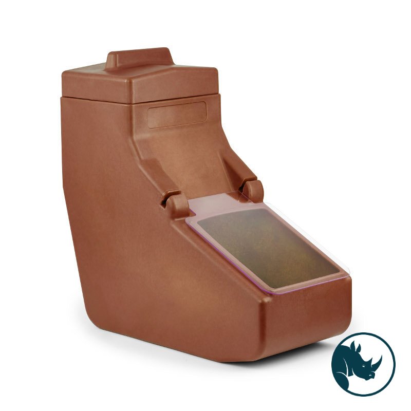 Ingredient dispensing bin - 15 Ltr, clear polycarbonate dispensing lid, brown