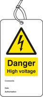 Danger high voltage double sided safety tags (pack of 10)