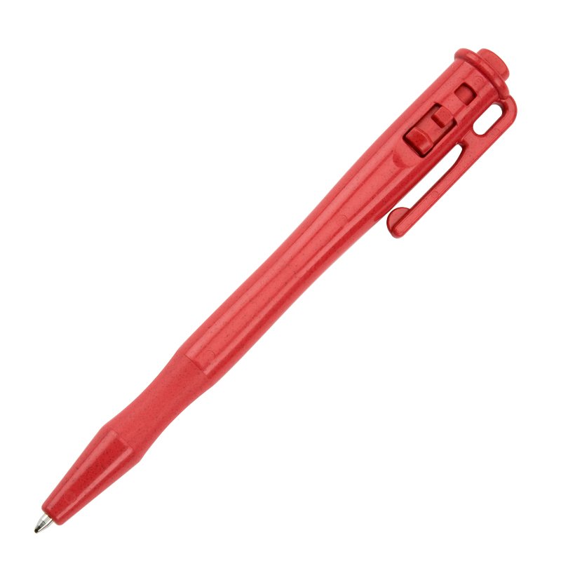 Detectable pen - retractable, with pocket clip and lanyard loop, red housing, red ink, x25