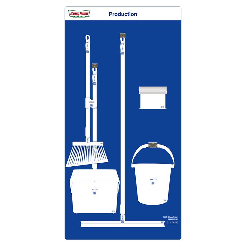 Krispy Kreme Production shadow board - c/w s/s through board hoo