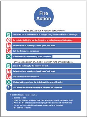 Action notice for housing with communal fire alarm and simultane