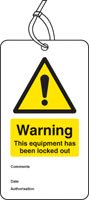 Warning equipment is locked out double sided safety tags (pack of 10)